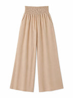 Beige Elastic Boho Pants