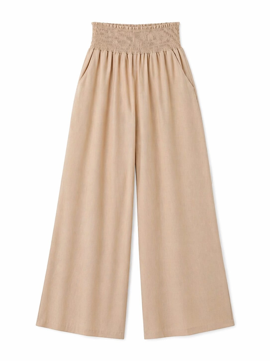 Beige Elastic Boho Pants