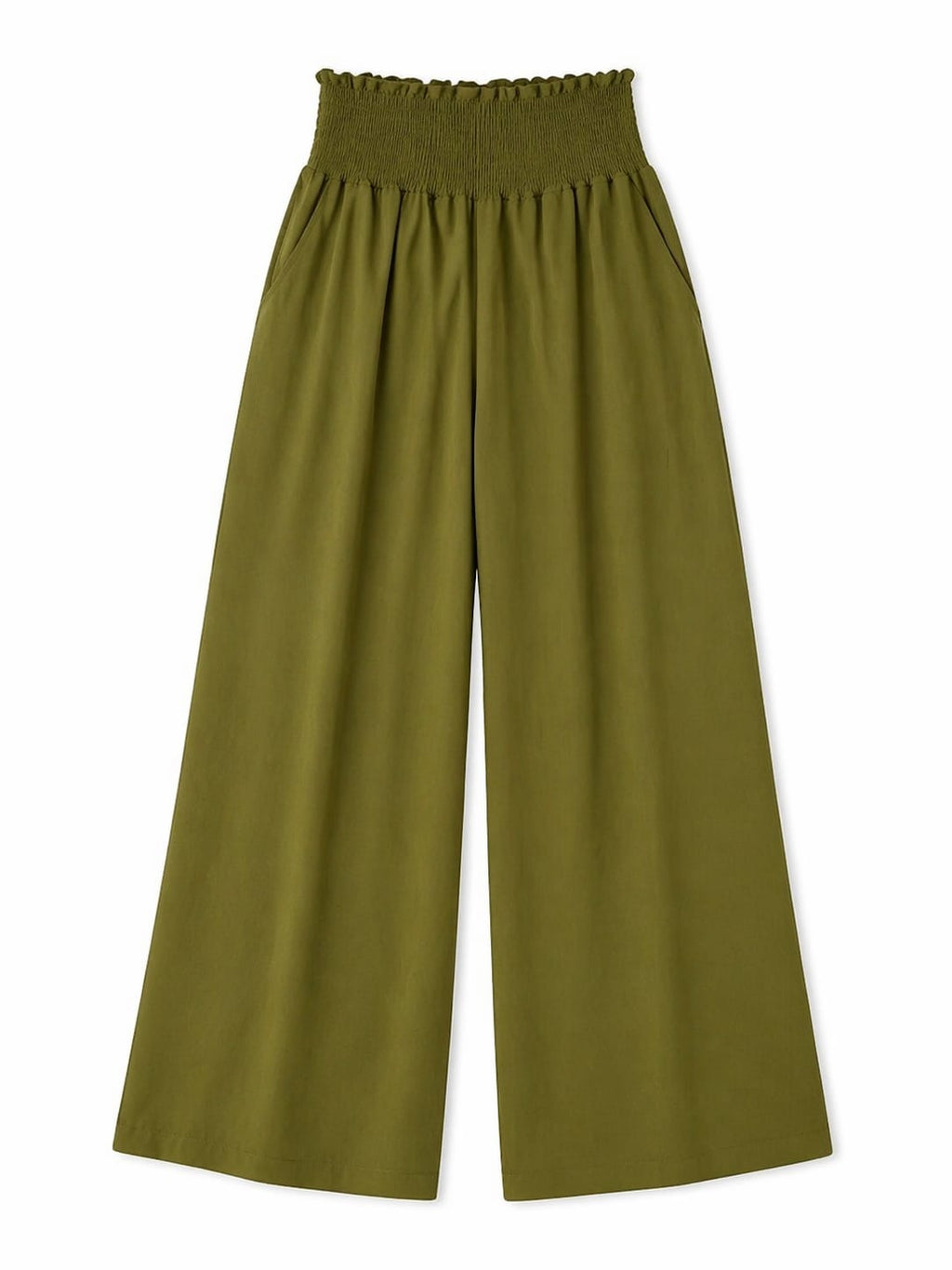 Olive Elastic Boho Pants