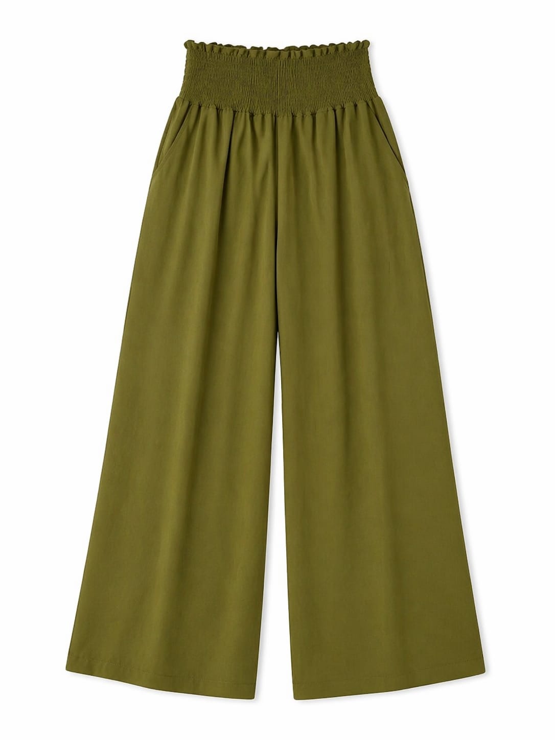 Olive Elastic Boho Pants