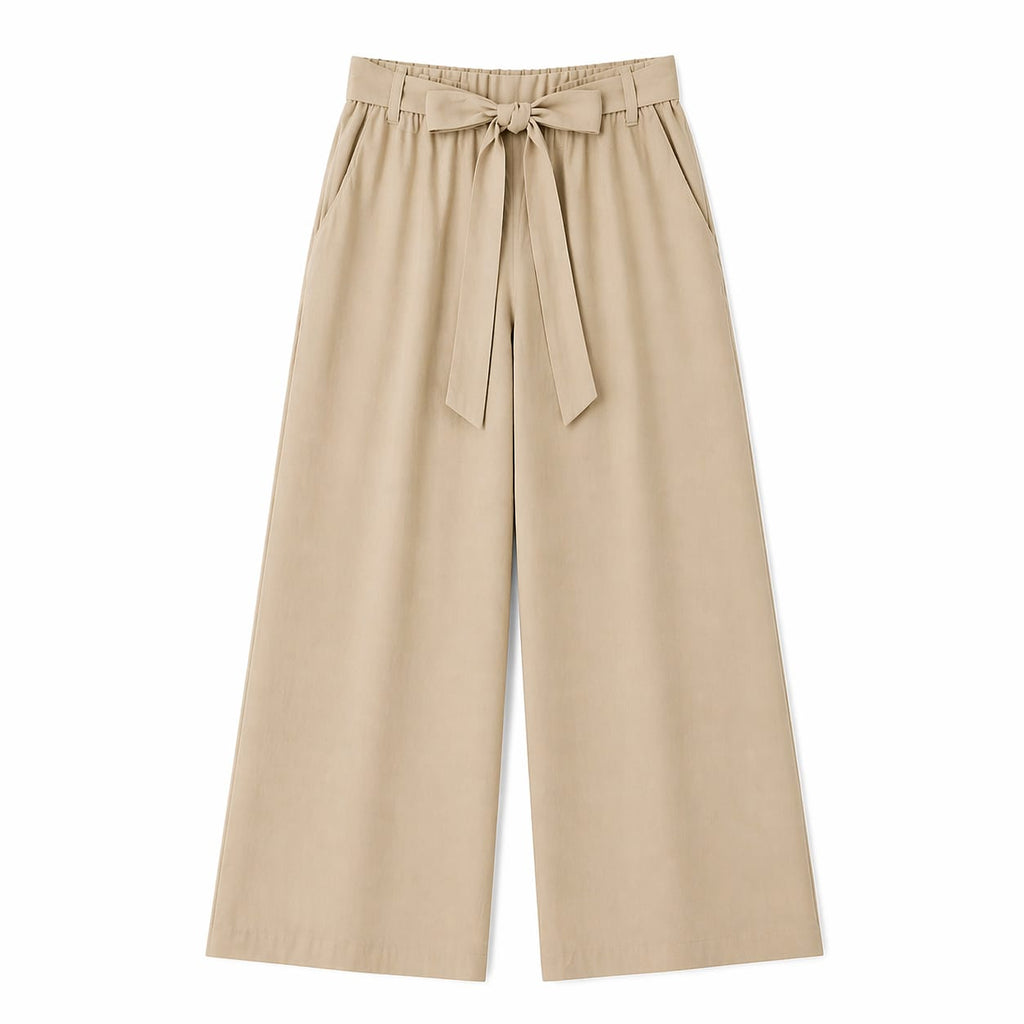 Beige Belted Pants