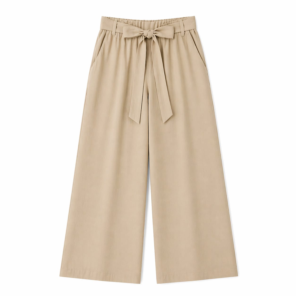 Beige Belted Pants