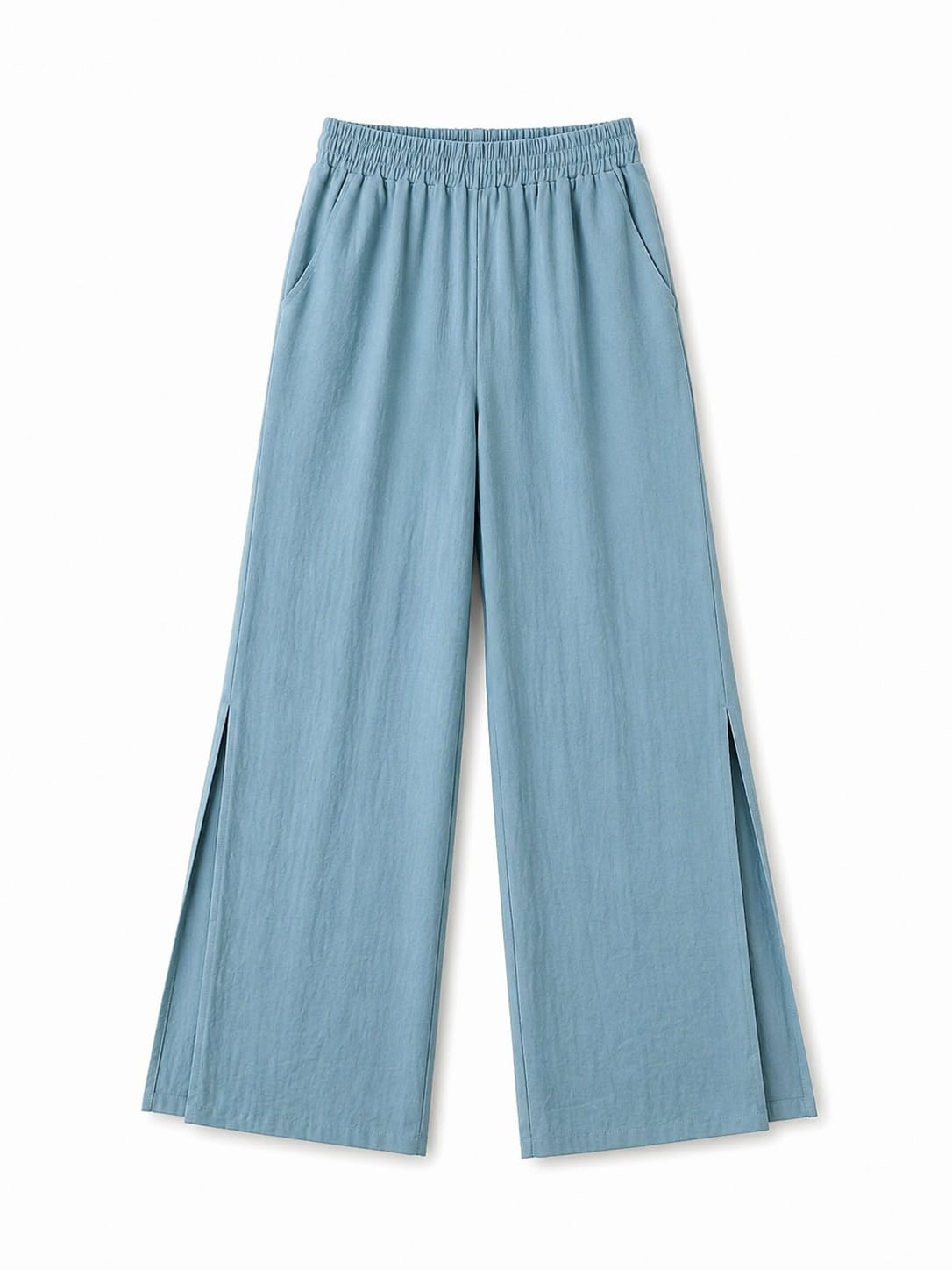 Baby Blue Slitted Loose Pants