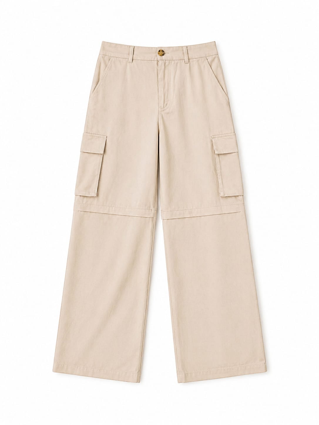 Beige Low Rise Cargos