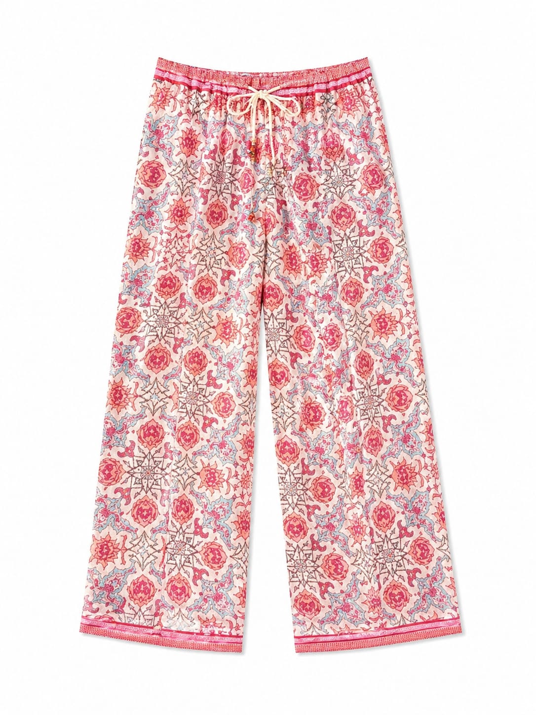 Pink Pattern Chiffon Beach Pants