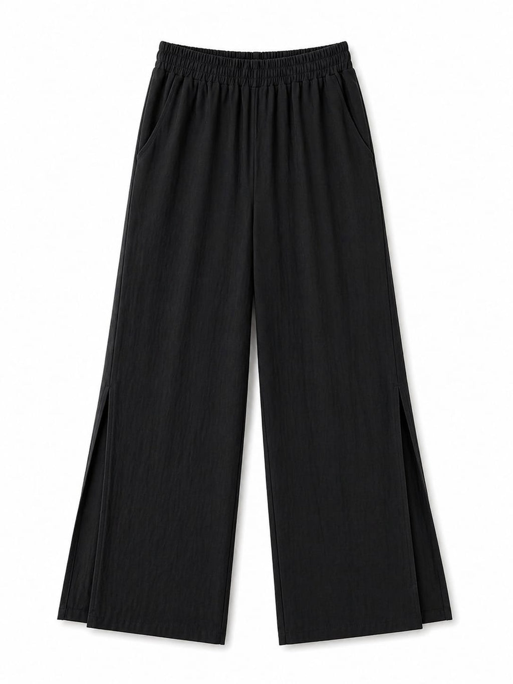Black Slitted Loose Pants