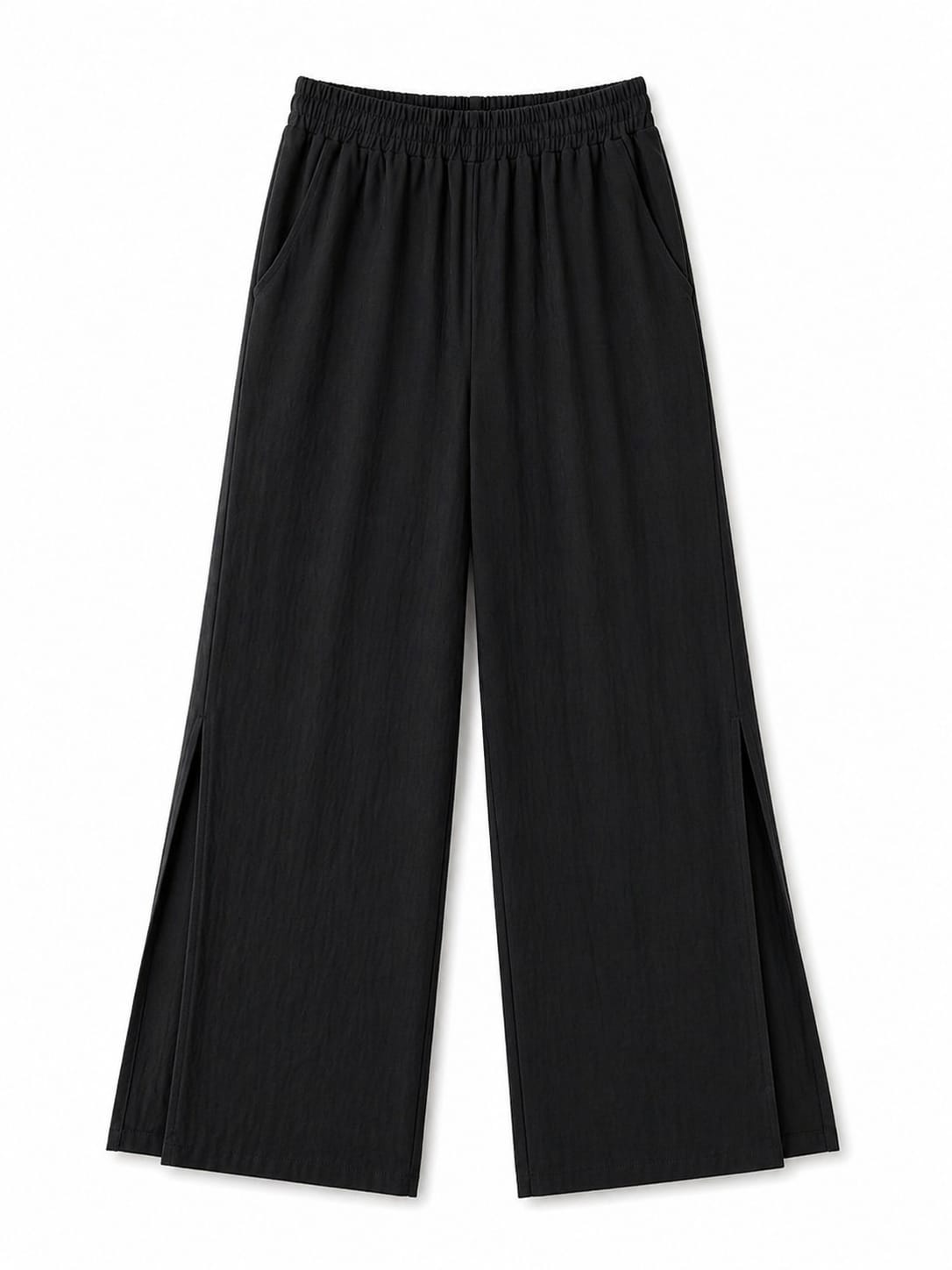 Black Slitted Loose Pants
