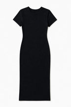 Black 99 Interknit Short Sleeve Basic Dress