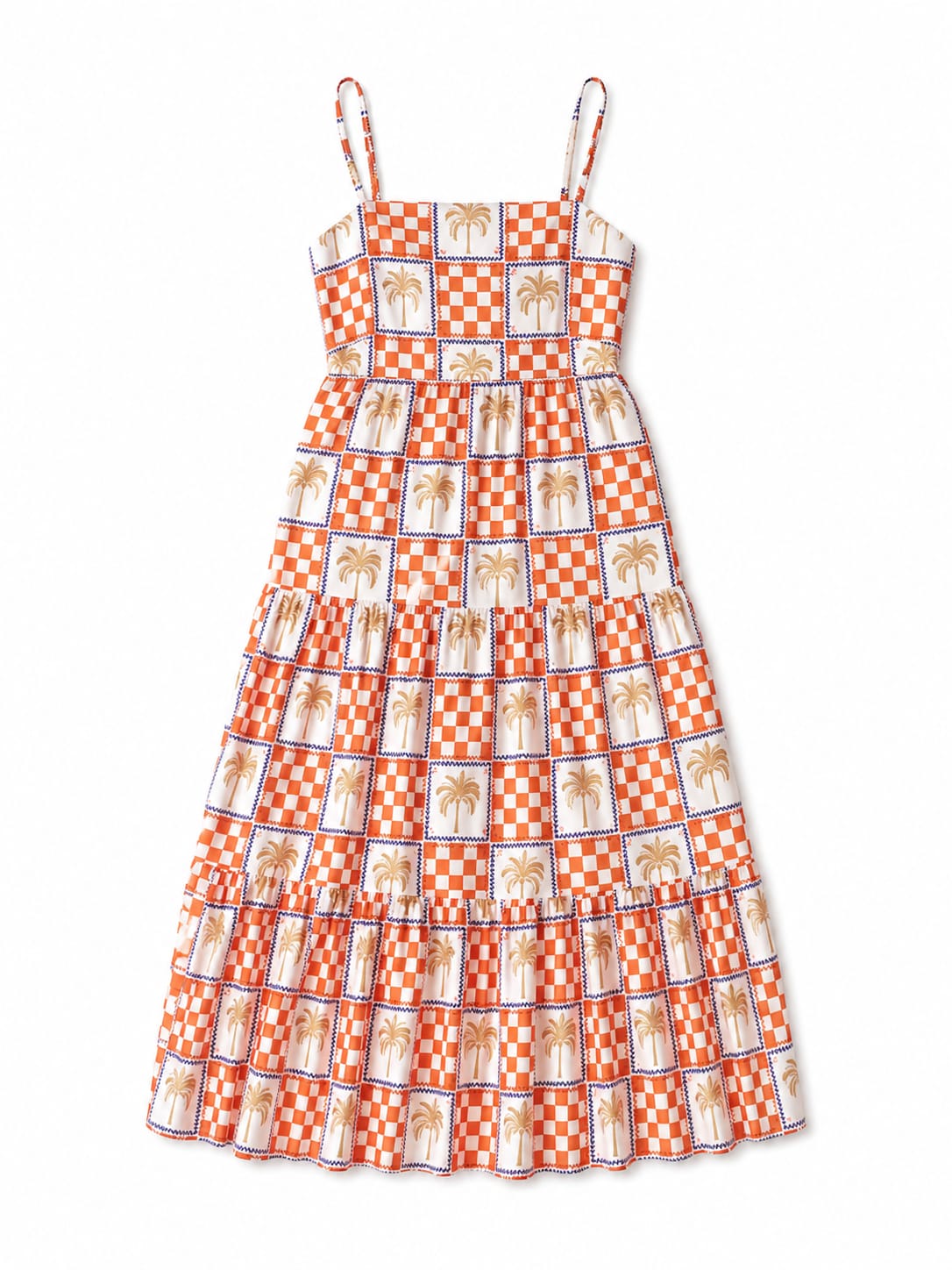 Checkered Sleeveless Tiered Dress