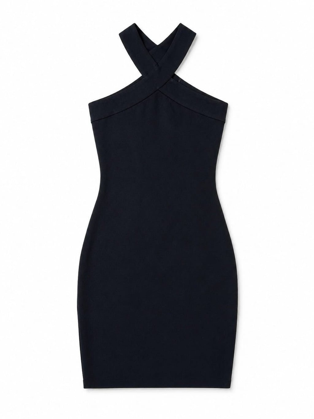 Black 99 Interknit Cross Neck Short Dress