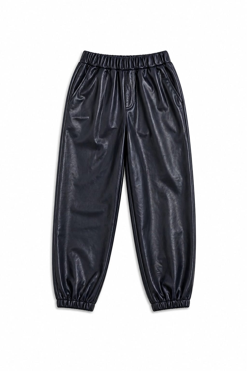 Navy Leather Jogger