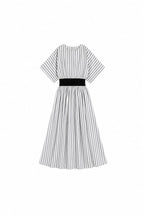 Grey Snatch Waist Stripe Dress