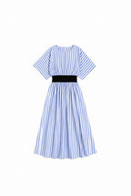 Baby Blue Snatch Waist Stripe Dress