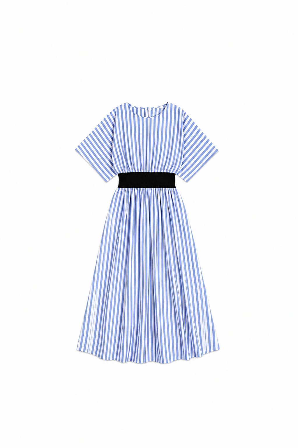 Baby Blue Snatch Waist Stripe Dress