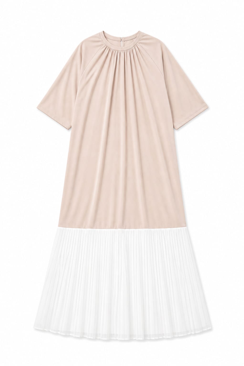 Beige Pleats Bottom Dress