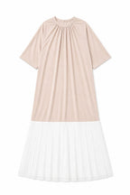 Beige Pleats Bottom Dress