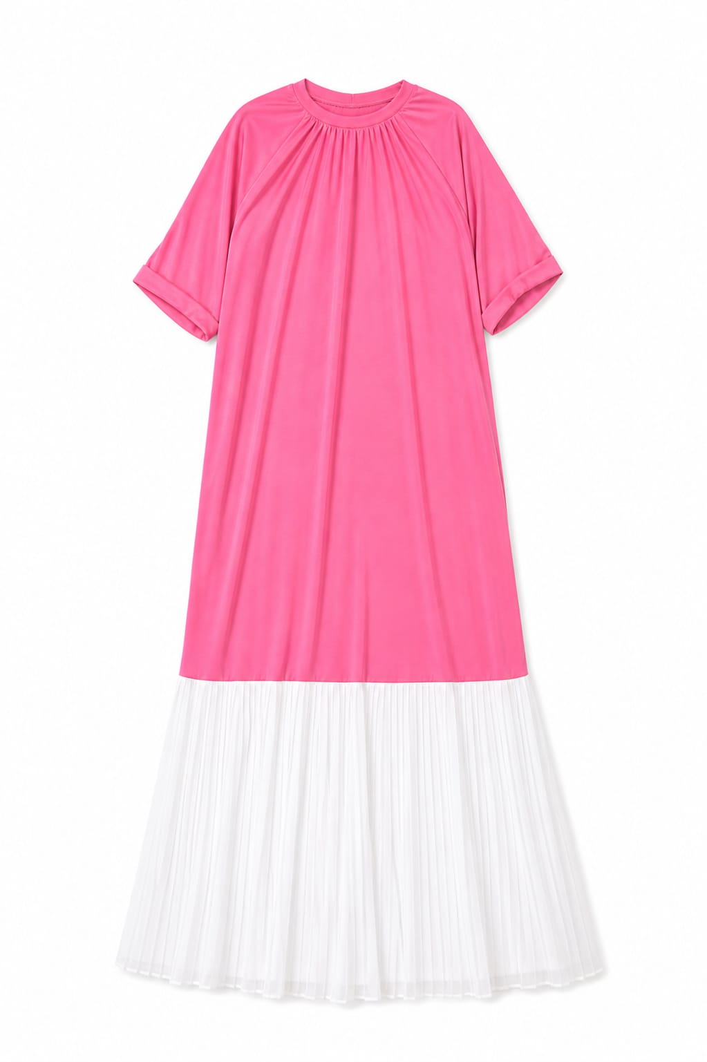 Fuchsia Pleats Bottom Dress