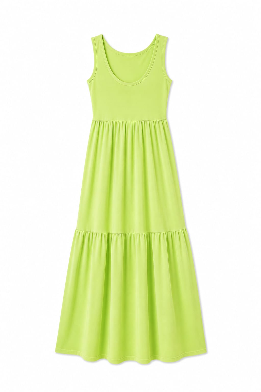 Lime Tiered Cotton City Dress