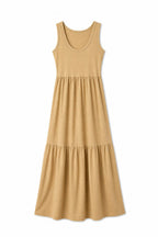 Beige Tiered Cotton City Dress