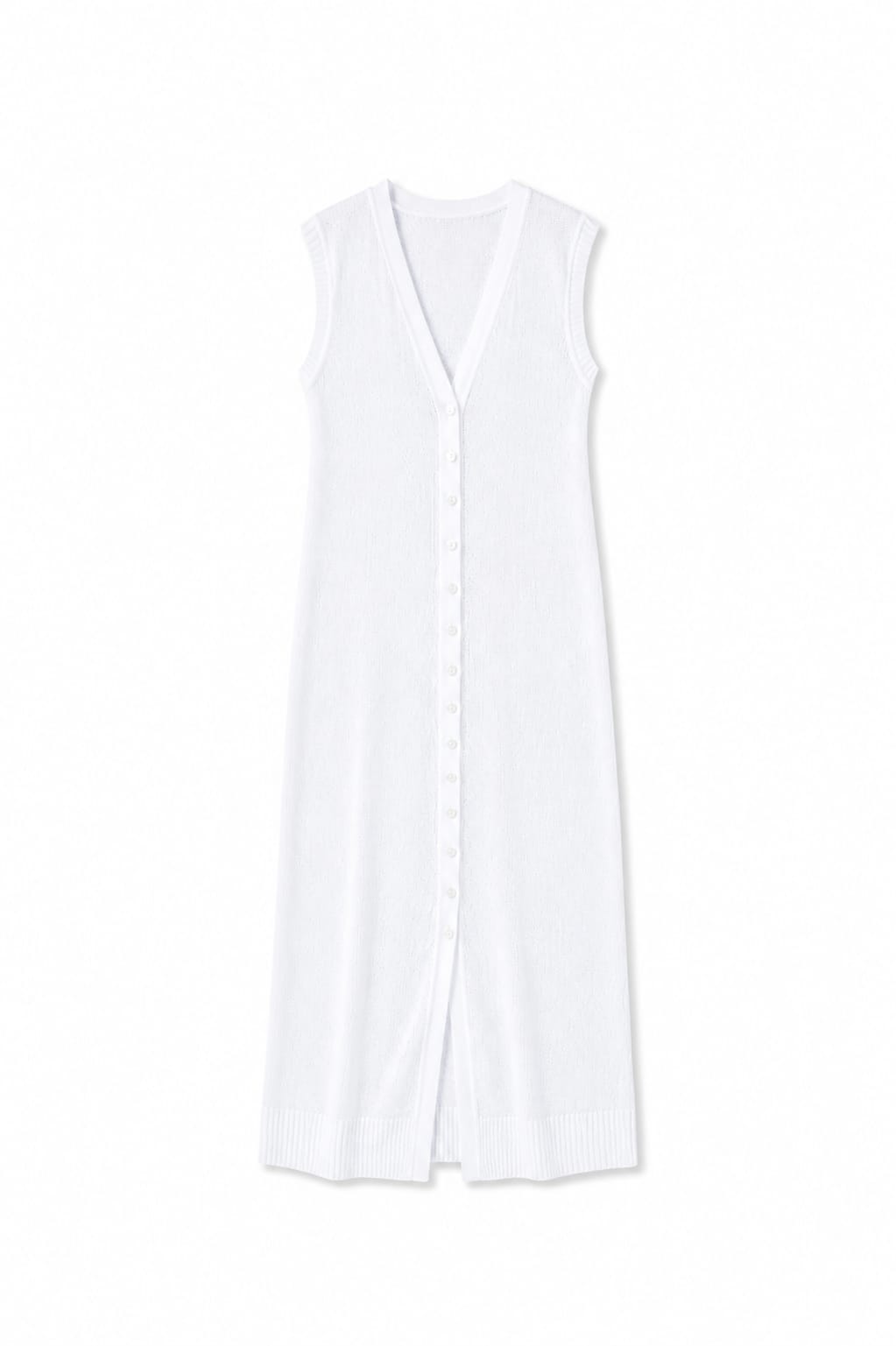 White Sleeveless Cardi Dress