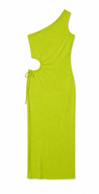 Lime Morning To Night Ribbed Cut Out Dress