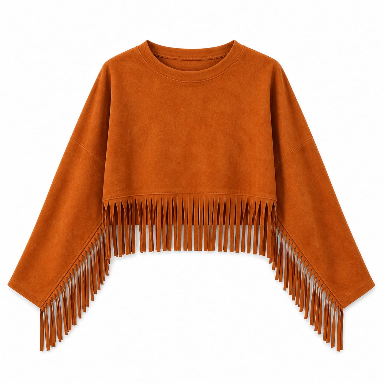 Camel Fringe Me Up Suede Longsleeve