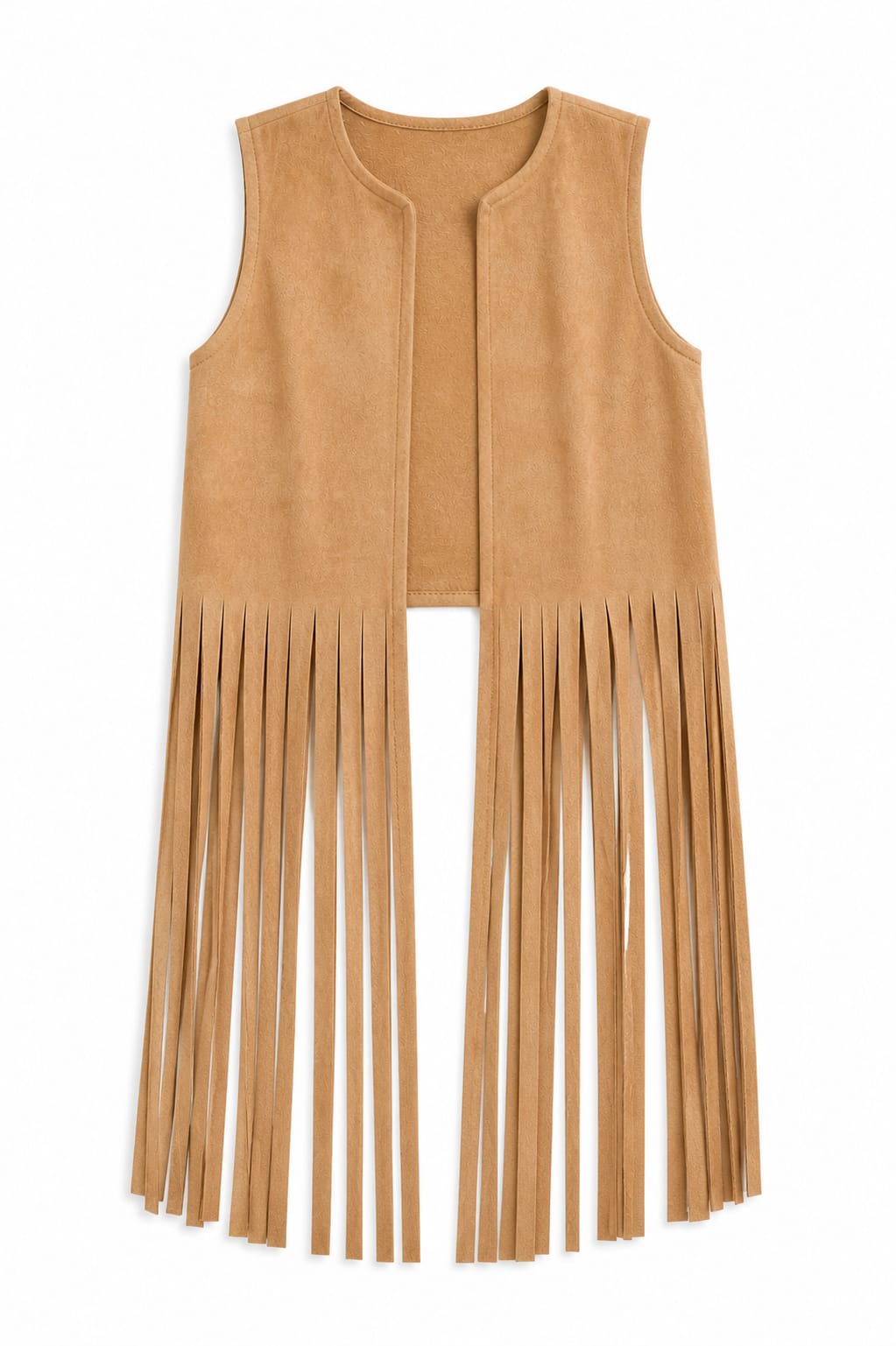 Beige Fringe Me Up Suede Vest