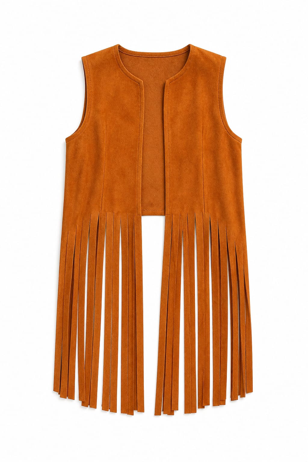 Camel Fringe Me Up Suede Vest