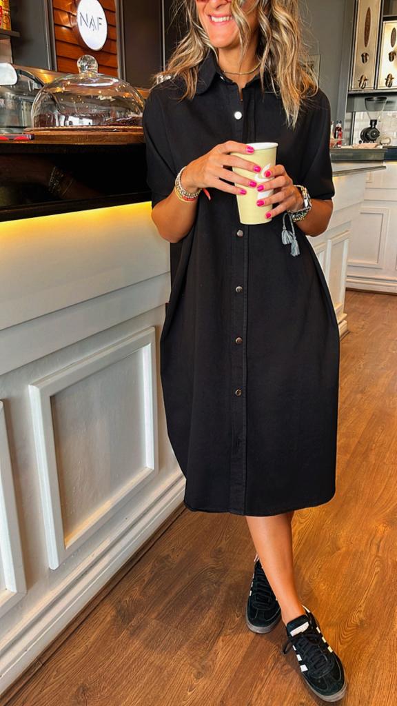 Black Denim Shirt Dress