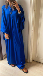 Blue Satin Flowy Dress