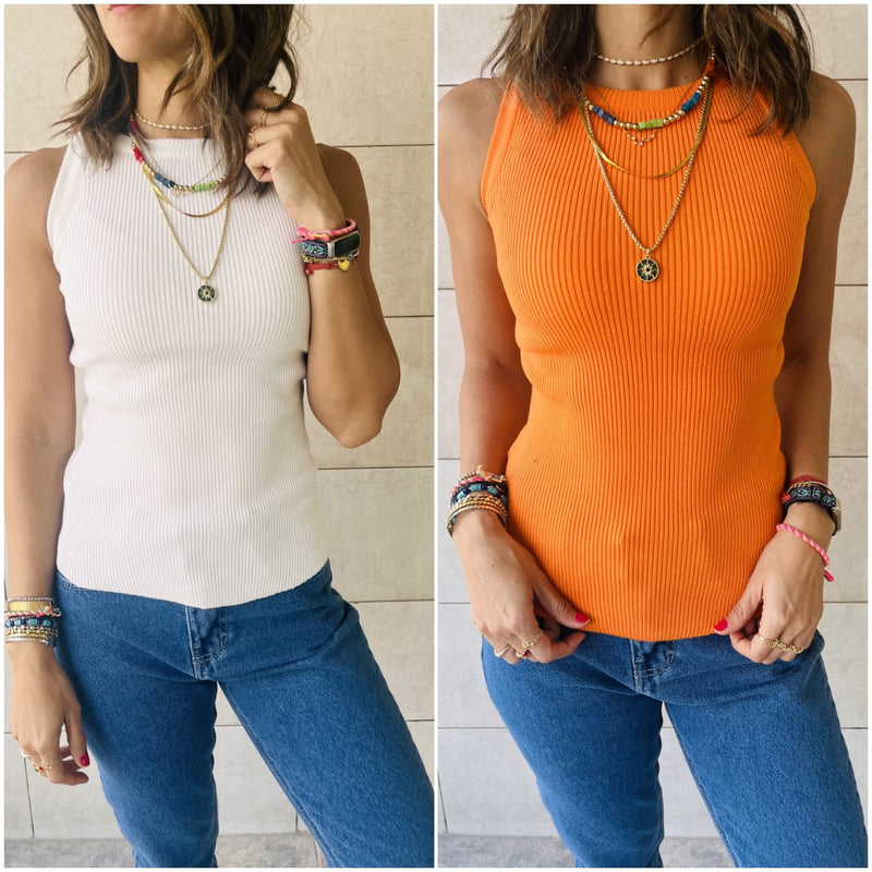 Orange & White Frillu Tanks