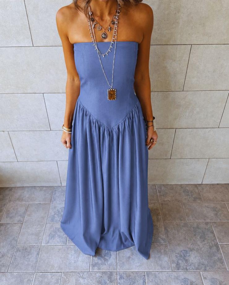 Paloma Light Blue Drop Waist Denim Dress