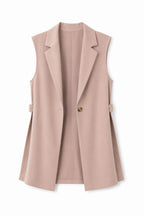 Beige Buckle Side Oversized Vest