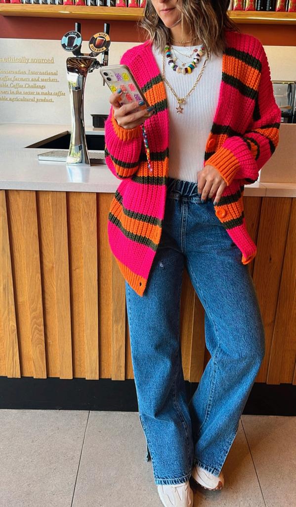 Orange & Fuchsia Clear Skies Chunky Cardi