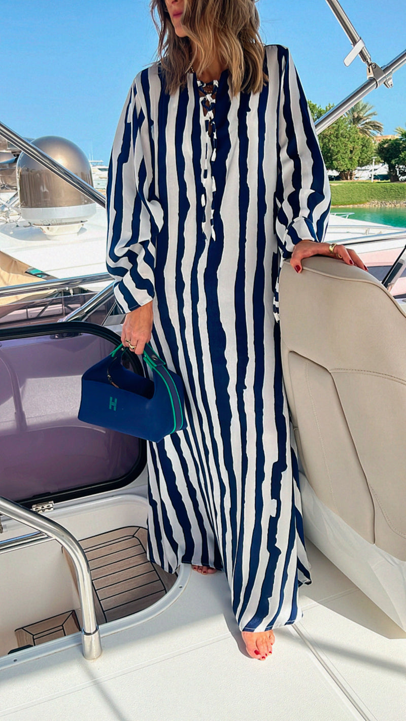 Blue Paint Striped Breezy Dress