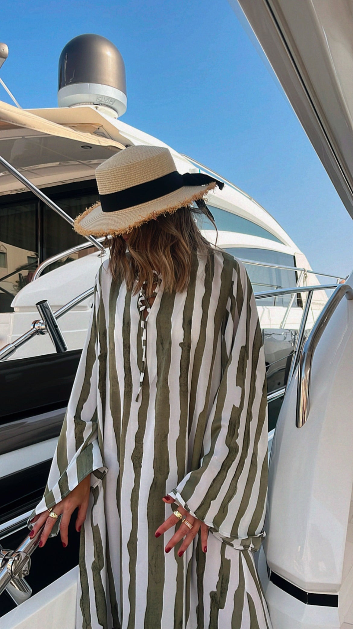 Olive Paint Striped Breezy Dress