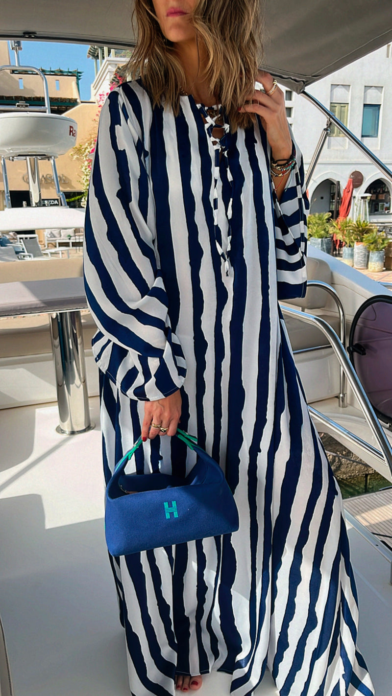 Blue Paint Striped Breezy Dress