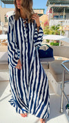Blue Paint Striped Breezy Dress