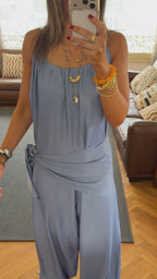 Paloma Dark Blue Drop Waist Denim Dress