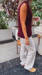 Burgundy Golden Button Knit Vest