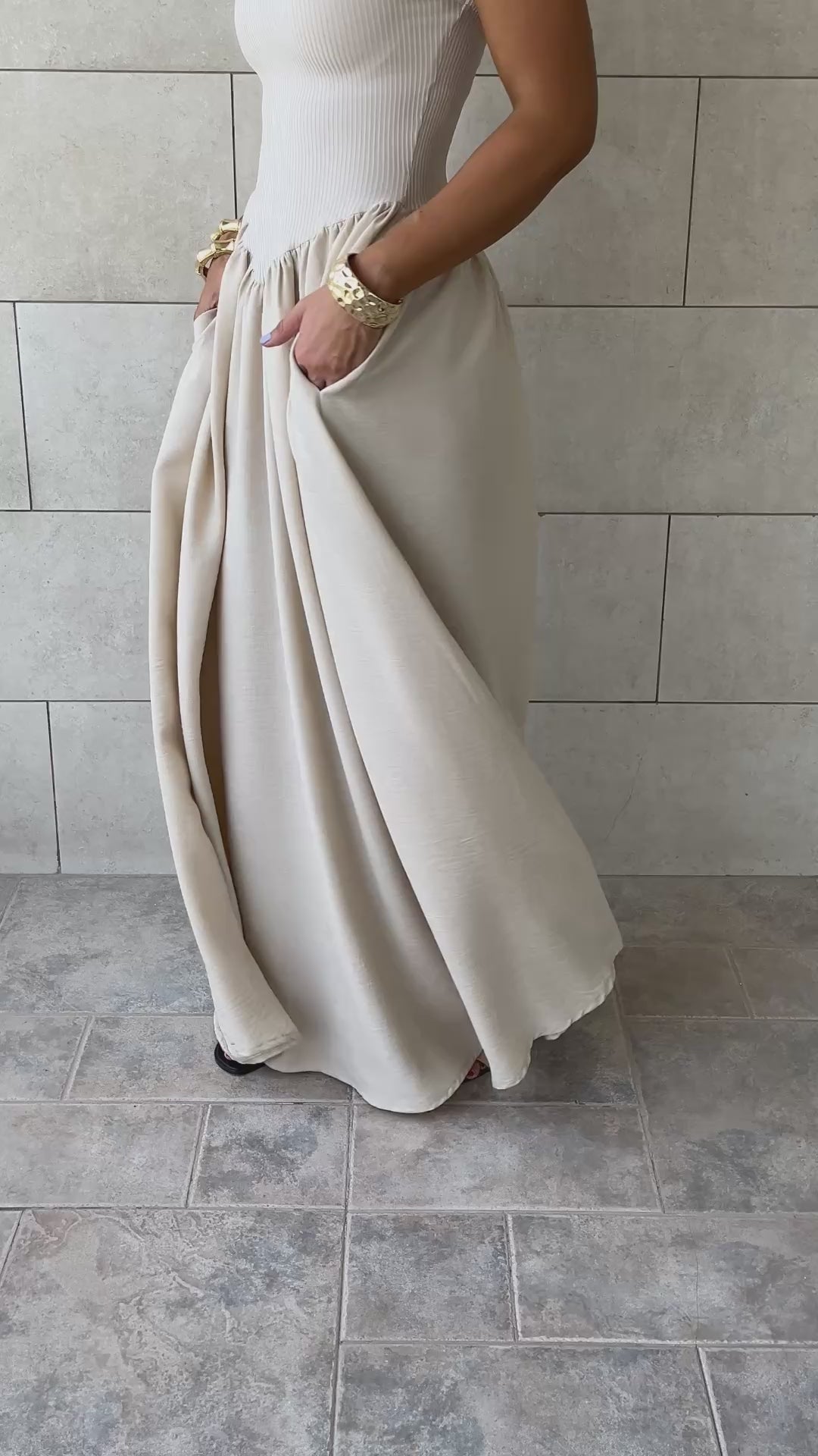 Beige Serene Grace Dress