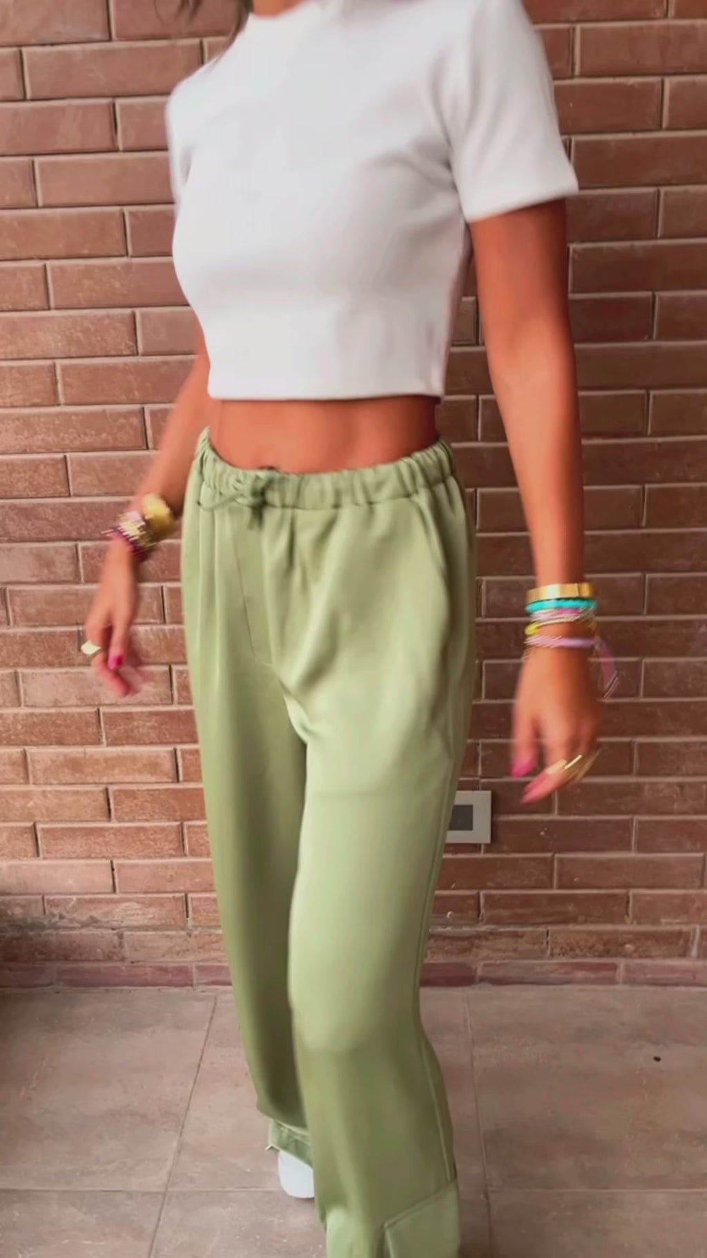 Pistachio Satin Feel Breezy Pants