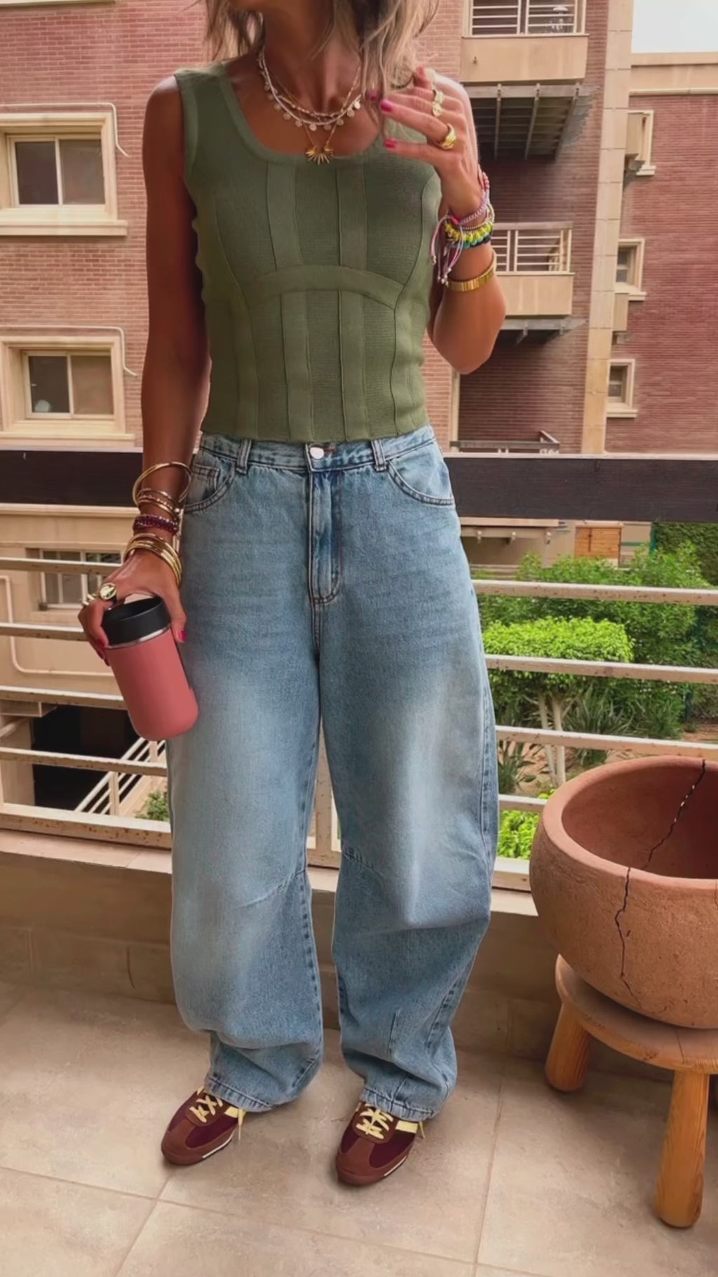 Olive Overlap Tank Top