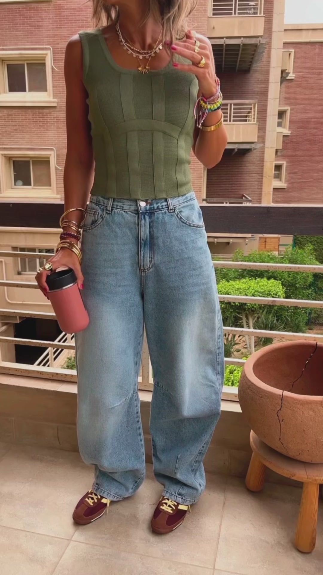 Olive Overlap Tank Top