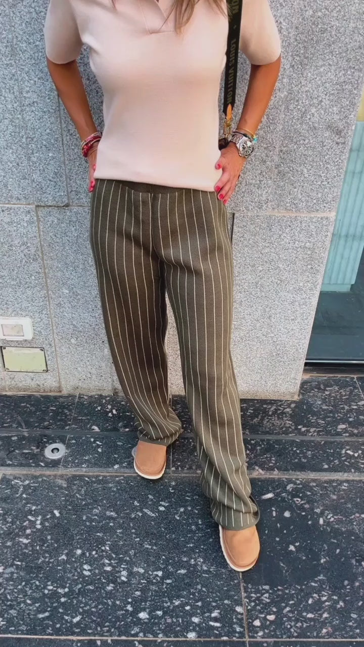 Olive Go To Striped Knit Pants