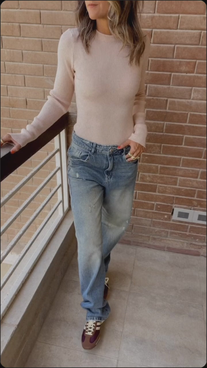 Beige Crewneck Contour Elevated Pullover