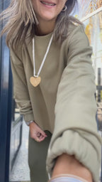 Olive Cotton High Low Sweater