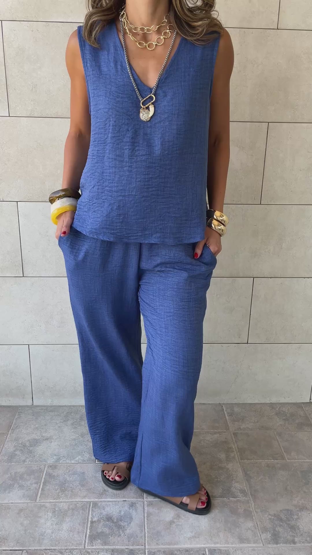 Olive 2 Pieces Sleeveless Set