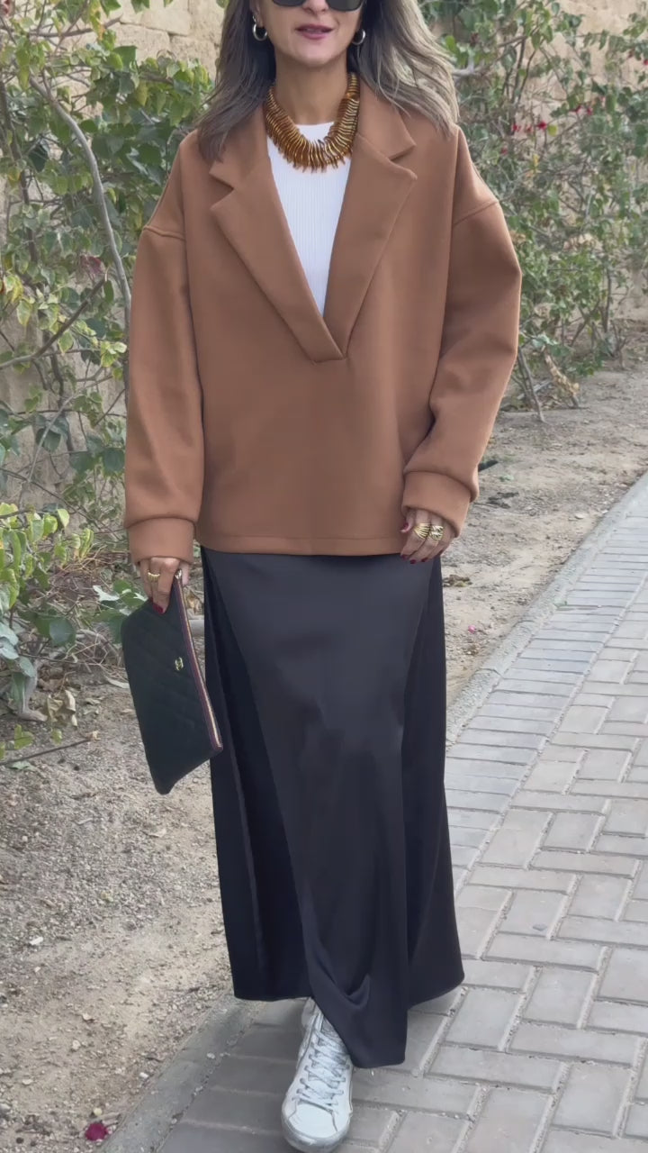 Black Satin Flows Skirt