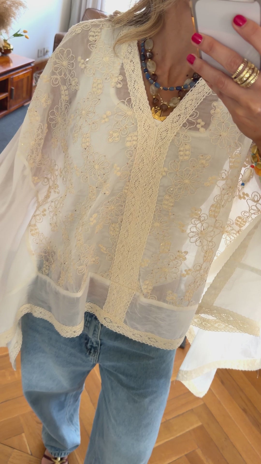Ivory Floral Sheer Top
